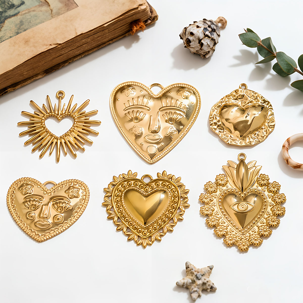 5 ciondoli a forma di cuore in - Ethnic Fashion Design recensione e prezzo